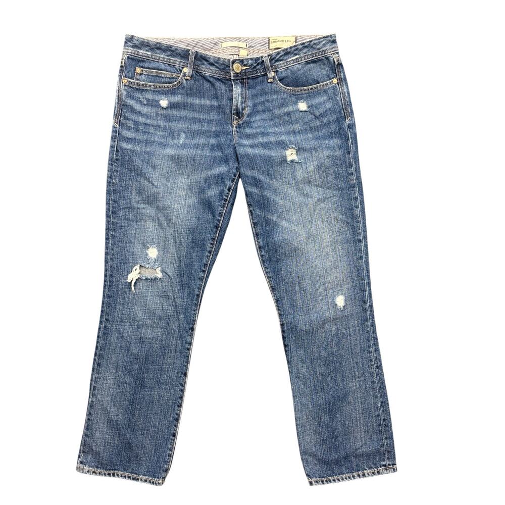 GAP Jeans Low Rise Distressed Destructed Straight Leg Y2K Indie Denim Size 30/10